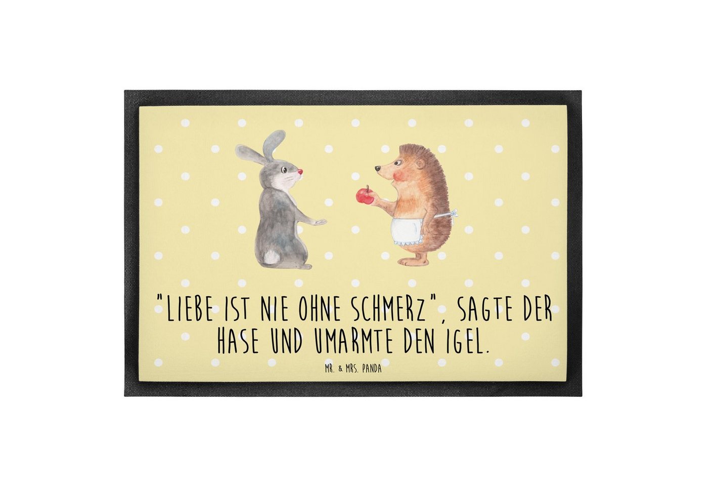 Fußmatte 60 x 90 cm Hase Igel - Gelb Pastell - Geschenk, Schmutzfangmatte, Tür, Mr. & Mrs. Panda, Höhe: 0.3 mm, Gummirand und Design von Mr. & Mrs. Panda