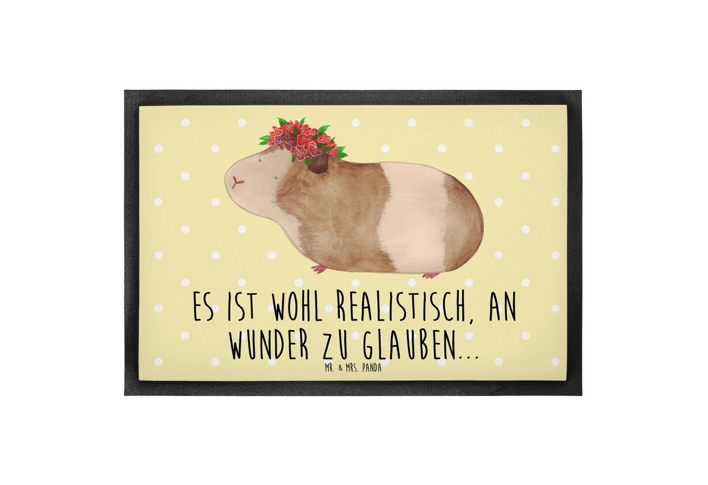 Fußmatte 60 x 90 cm Meerschweinchen Weisheit - Gelb Pastell - Geschenk, Schmut, Mr. & Mrs. Panda, Höhe: 0.3 mm, Gummirand und Design von Mr. & Mrs. Panda