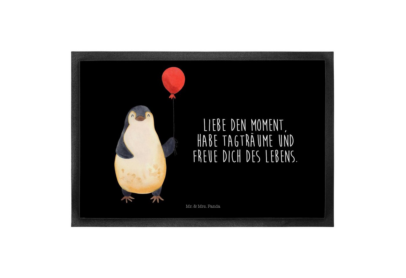 Fußmatte 60 x 90 cm Pinguin Luftballon - Schwarz - Geschenk, Schmutzmatte, Tür, Mr. & Mrs. Panda, Höhe: 0 mm von Mr. & Mrs. Panda