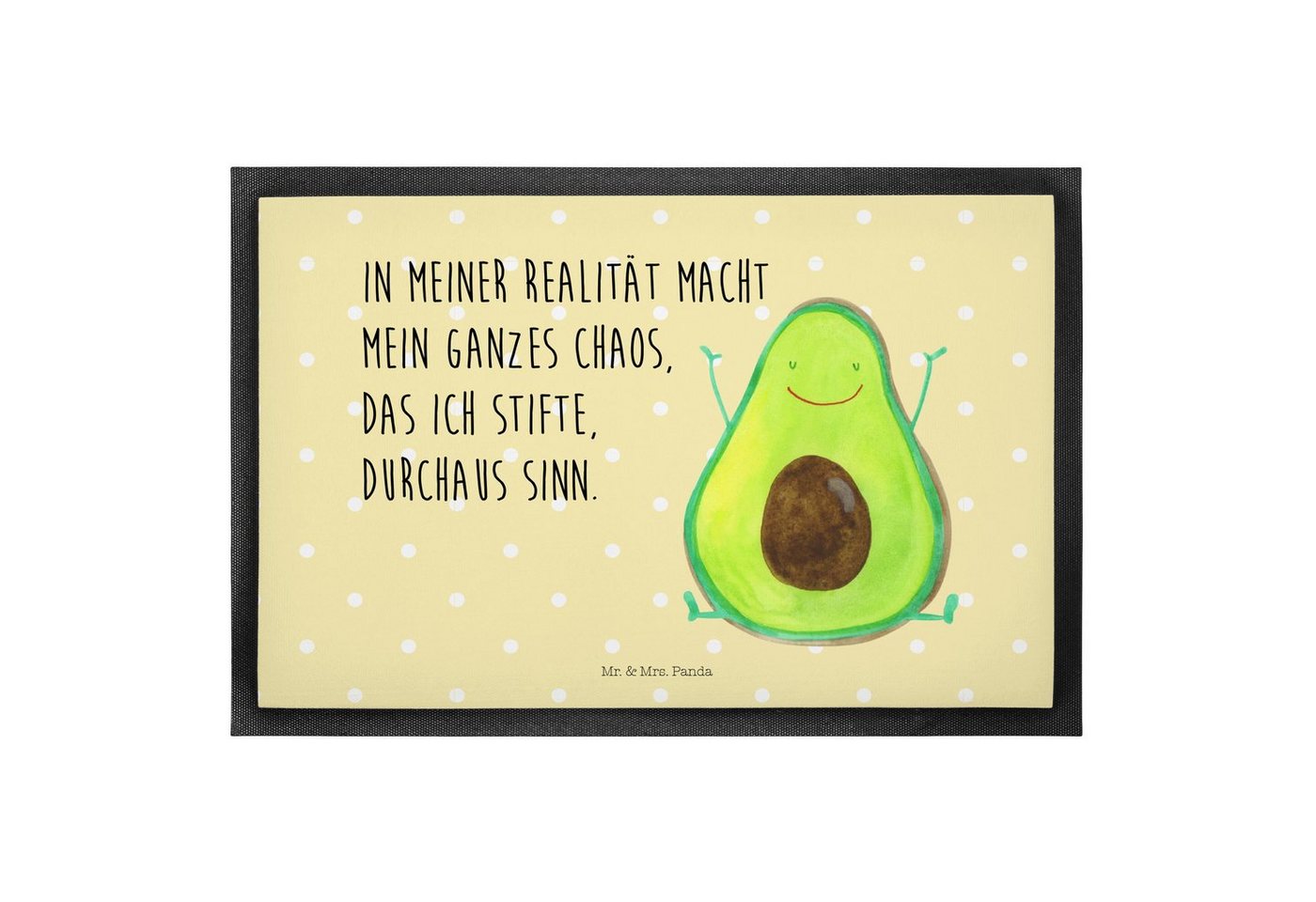 Fußmatte Avocado Happy - Gelb Pastell - Geschenk, Matte, Türvorleger, Motivfuß, Mr. & Mrs. Panda, Höhe: 0.6 mm von Mr. & Mrs. Panda