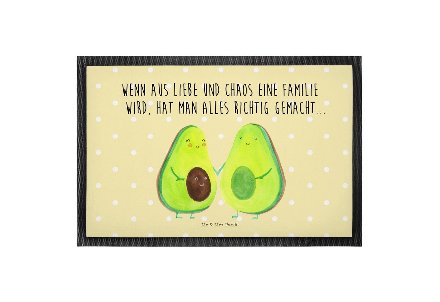 Fußmatte 60 x 90 cm Avocado Pärchen - Gelb Pastell - Geschenk, Babyshower, Tür, Mr. & Mrs. Panda, Höhe: 0 mm von Mr. & Mrs. Panda