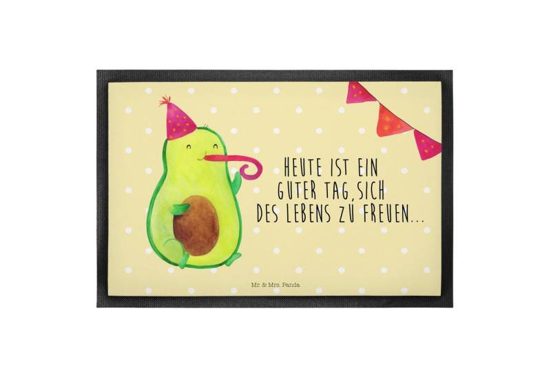 Mr. & Mrs. Panda Fußmatte Avocado Party - Gelb Pastell - Geschenk, Motivfußmatte, Klassenfeier, Höhe: 0.6 mm von Mr. & Mrs. Panda