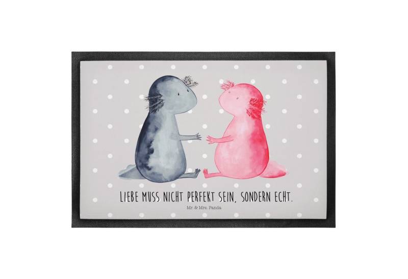 Mr. & Mrs. Panda Fußmatte Axolotl Liebe - Grau Pastell - Geschenk, Schmutzfangmatte, Ehemann, v, Höhe: 0.6 mm von Mr. & Mrs. Panda