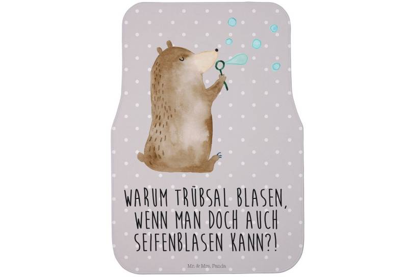 Mr. & Mrs. Panda Fußmatte Bär Seifenblasen, Fahrer Autofußmatte, Grau Pastell, Fußmatte Fürs Au, Höhe: 63 mm von Mr. & Mrs. Panda