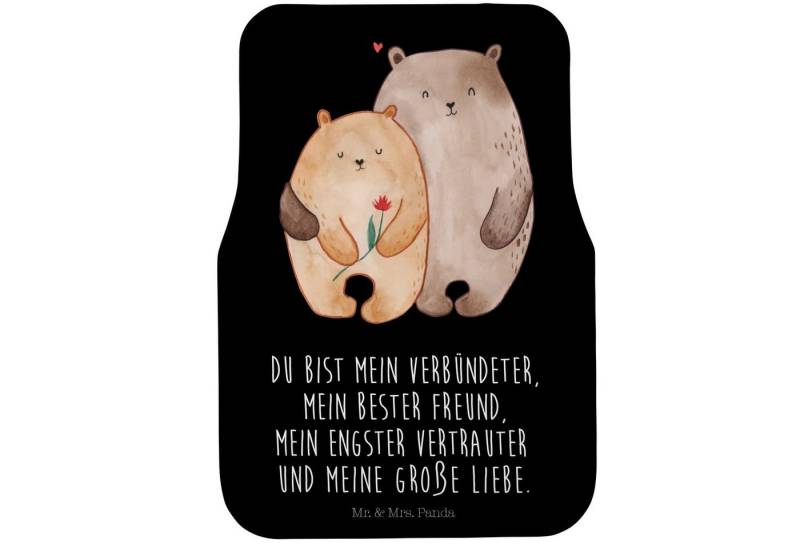 Mr. & Mrs. Panda Fußmatte Bären Liebe - Schwarz - Geschenk, Geschenk Freundin, Umarmung, Heirat, Höhe: 63 mm, Sicherer Halt von Mr. & Mrs. Panda