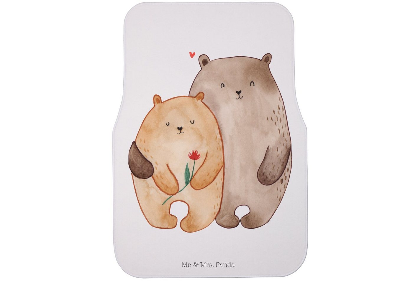 Fußmatte Bären Liebe - Weiß - Geschenk, Umarmen, verliebt, Fußmatte Auto, Ehef, Mr. & Mrs. Panda, Höhe: 0.5 mm von Mr. & Mrs. Panda