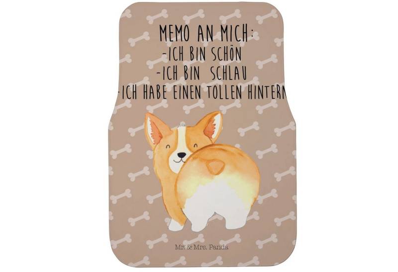 Mr. & Mrs. Panda Fußmatte Corgi Po - Hundeglück - Geschenk, Stoffmatte Auto, Hundemotiv, Hundeb, Höhe: 63 mm, Einzigartige Designs von Mr. & Mrs. Panda