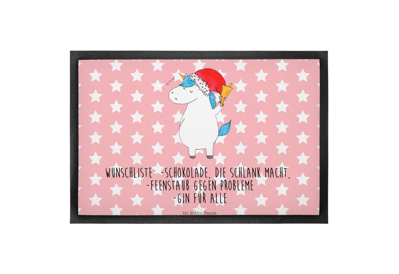 Fußmatte Einhorn Weihnachtsmann - Rot Pastell - Geschenk, Türvorleger, Einhörn, Mr. & Mrs. Panda, Höhe: 0.6 mm von Mr. & Mrs. Panda