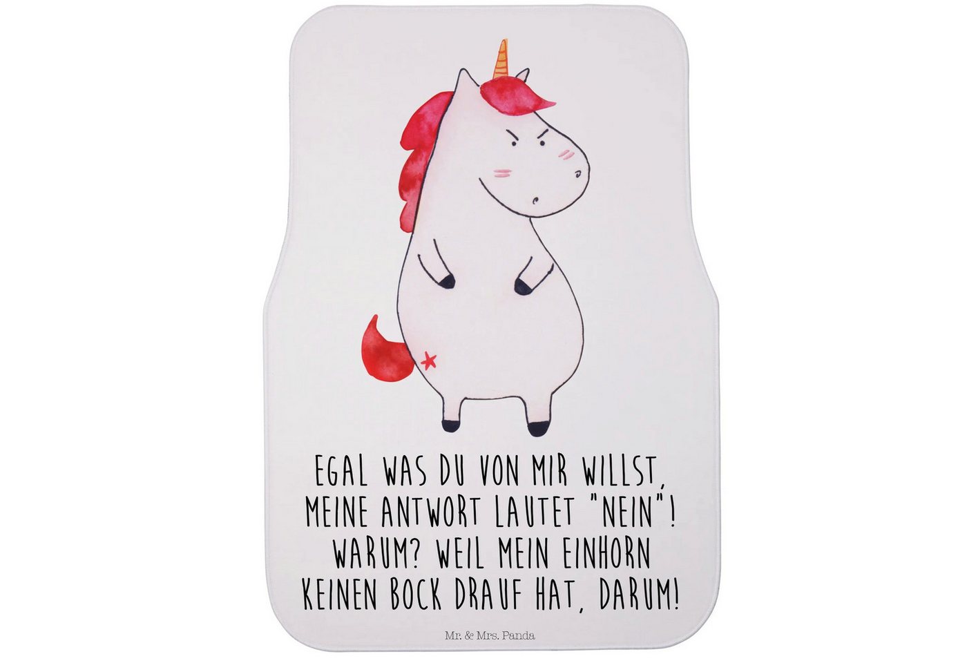 Mr. & Mrs. Panda Fußmatte Einhorn Wut - Weiß - Geschenk, nein, Einhörner, PKW Fußmatte, Kfz Fuß, Höhe: 63 mm, Kreative Gestaltung von Mr. & Mrs. Panda