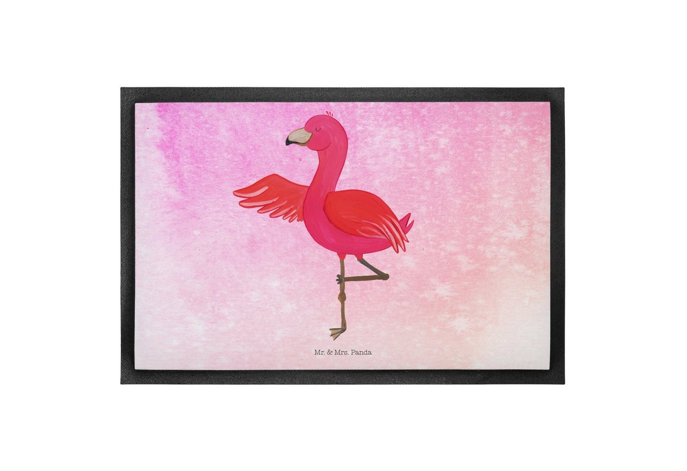 Fußmatte Flamingo Yoga - Aquarell Pink - Geschenk, Schmutzfangmatte, Schmutzfä, Mr. & Mrs. Panda, Höhe: 0.5 mm von Mr. & Mrs. Panda