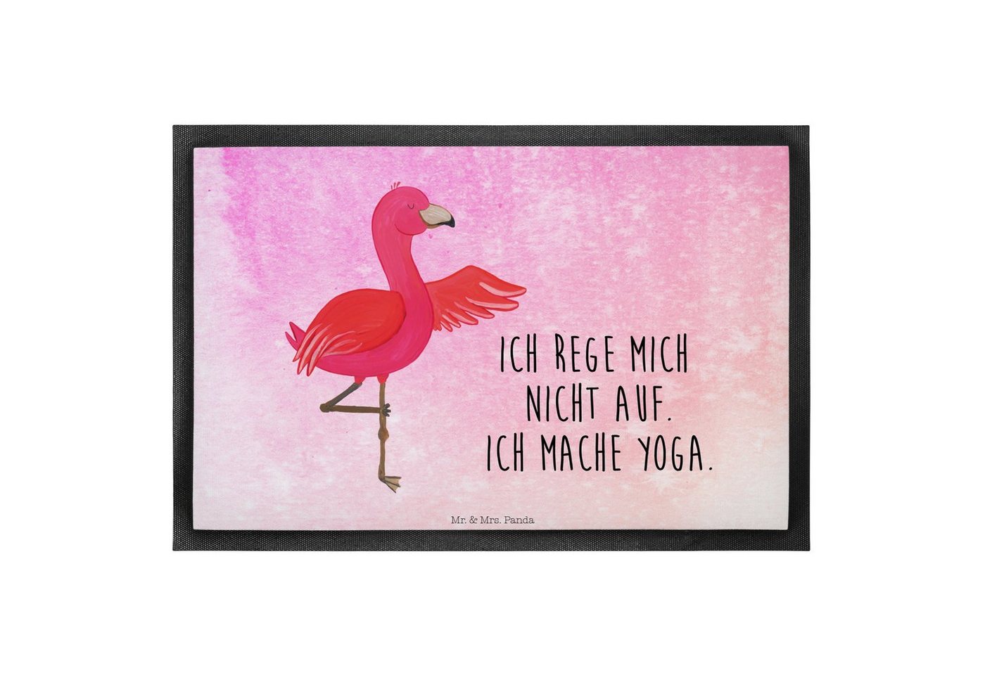 Fußmatte Flamingo Yoga - Aquarell Pink - Geschenk, Schmutzmatte, Entspannung, Mr. & Mrs. Panda, Höhe: 0.6 mm von Mr. & Mrs. Panda