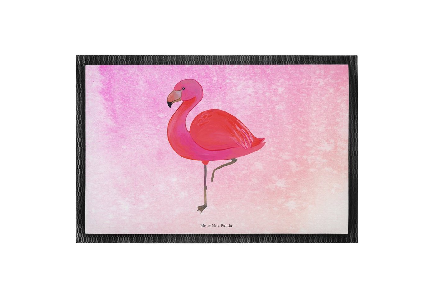 Fußmatte Flamingo classic - Aquarell Pink - Geschenk, rosa, Stolz, Schmutzfäng, Mr. & Mrs. Panda, Höhe: 0.5 mm von Mr. & Mrs. Panda