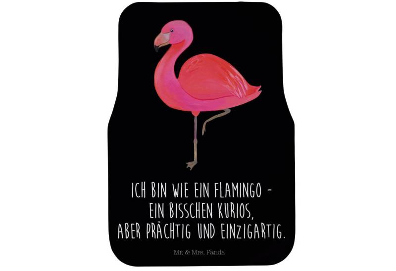 Mr. & Mrs. Panda Fußmatte Flamingo Classic - Schwarz - Geschenk, Fußmatte Fürs Auto, einzigarti, Höhe: 63 mm, Komfortable Nutzung von Mr. & Mrs. Panda