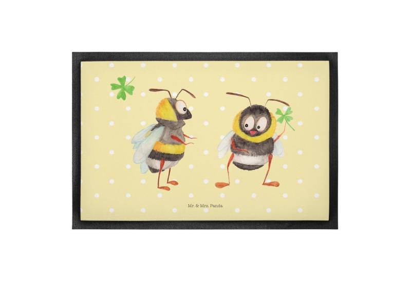 Mr. & Mrs. Panda Fußmatte Hummeln mit Kleeblatt - Gelb Pastell - Geschenk, Schmutzfangmatte, Sc, Höhe: 0.5 mm von Mr. & Mrs. Panda