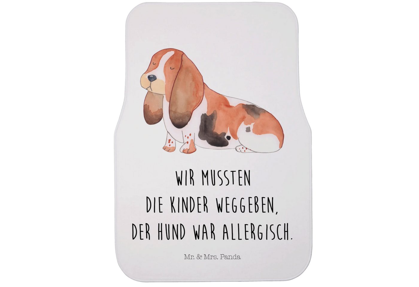 Mr. & Mrs. Panda Fußmatte Hund Basset Hound - Weiß - Geschenk, Vierbeiner, kinderlos, Haustier, Höhe: 63 mm, Einzigartige Designs von Mr. & Mrs. Panda