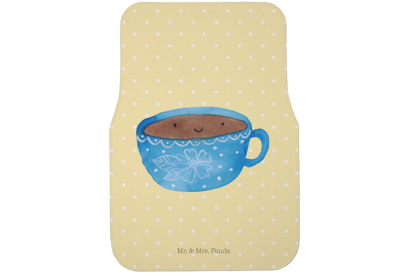 Fußmatte Kaffee Tasse - Gelb Pastell - Geschenk, Fußmatte Auto, Autofußmatten, Mr. & Mrs. Panda, Höhe: 0.5 mm von Mr. & Mrs. Panda