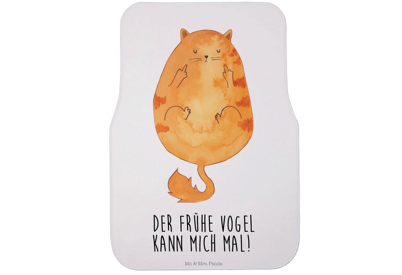 Mr. & Mrs. Panda Fußmatte Katze Frühaufsteher - Weiß - Geschenk, Katzenmotiv, Der frühe Vogel k, Höhe: 63 mm, Stilvolle Designs von Mr. & Mrs. Panda