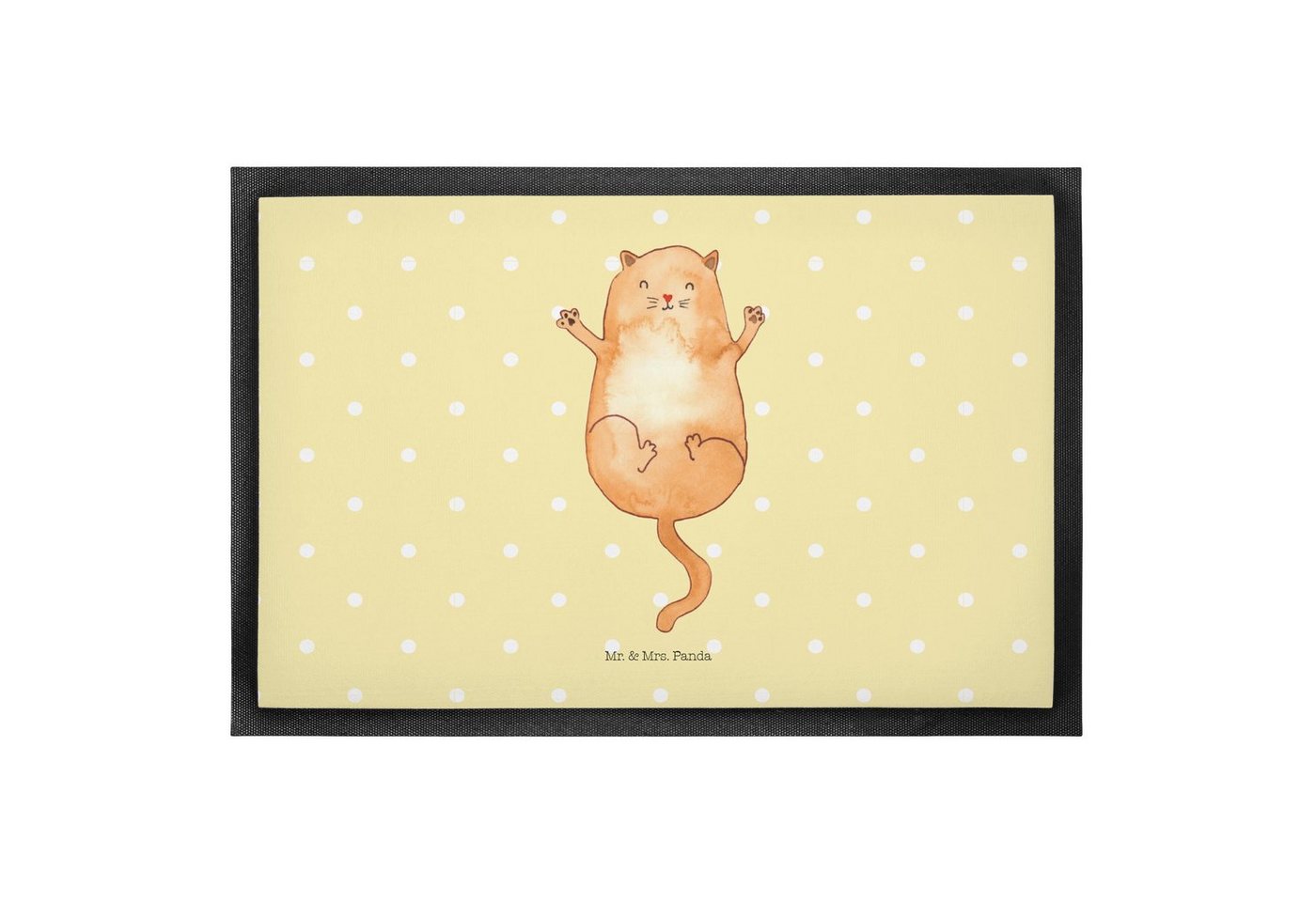 Fußmatte 40 x 60 cm Katzen Umarmen - Gelb Pastell - Geschenk, Katzenliebe, Tür, Mr. & Mrs. Panda, Höhe: 0 mm von Mr. & Mrs. Panda
