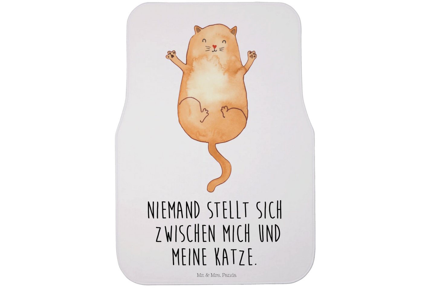 Mr. & Mrs. Panda Fußmatte Katze Umarmen - Weiß - Geschenk, Fahrzeugmatte, Veloursmatte Auto, Ka, Höhe: 63 mm, Komfortable Nutzung von Mr. & Mrs. Panda