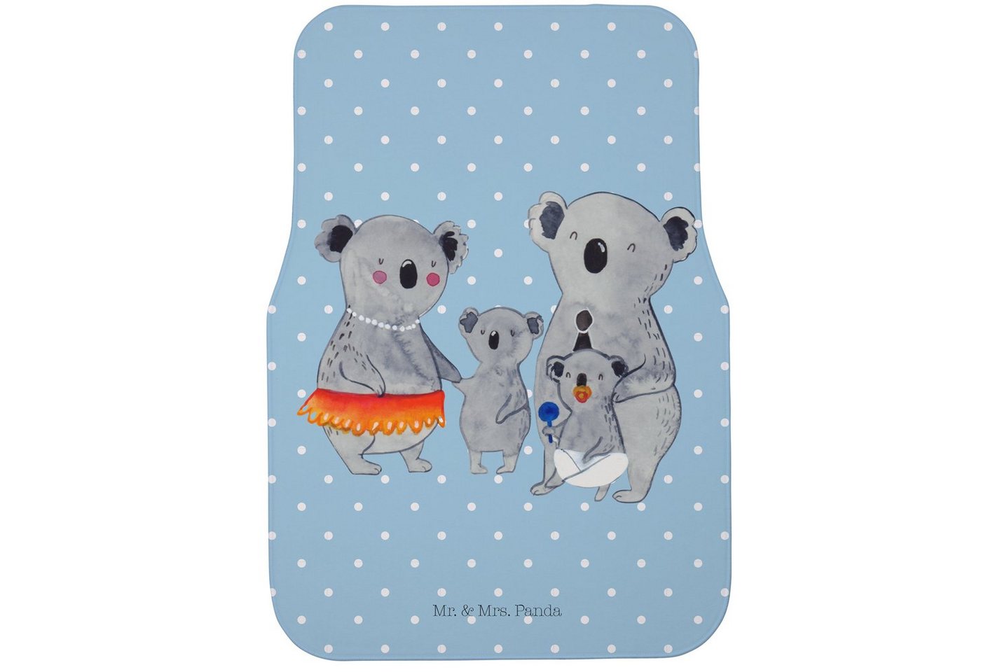 Fußmatte Koala Familie - Blau Pastell - Geschenk, Mama, Kinder, Autofußmatten, Mr. & Mrs. Panda, Höhe: 0.5 mm von Mr. & Mrs. Panda