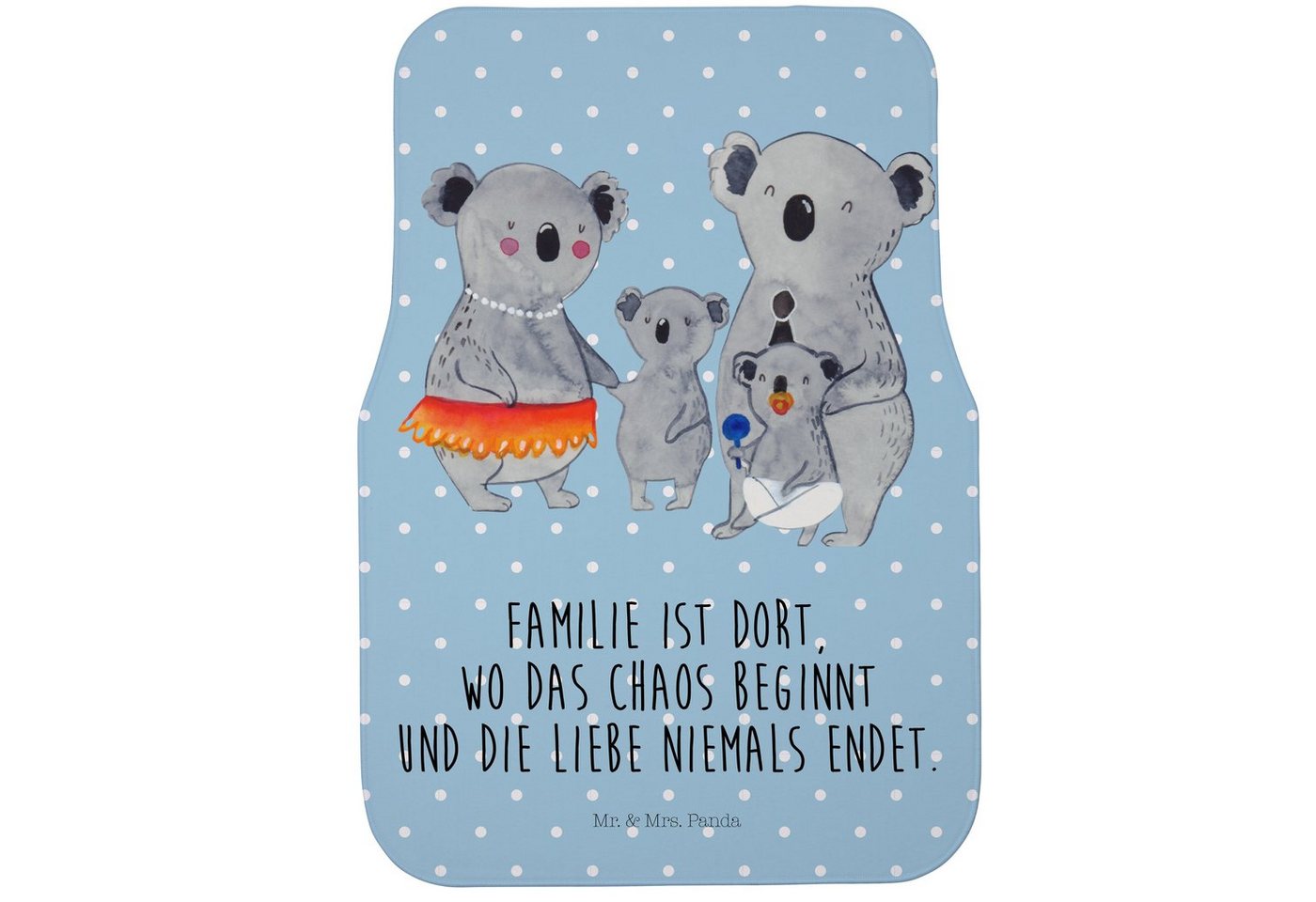 Fußmatte Koala Familie - Blau Pastell - Geschenk, Vatertag, Autofußmatten, Fuß, Mr. & Mrs. Panda, Höhe: 0.5 mm von Mr. & Mrs. Panda