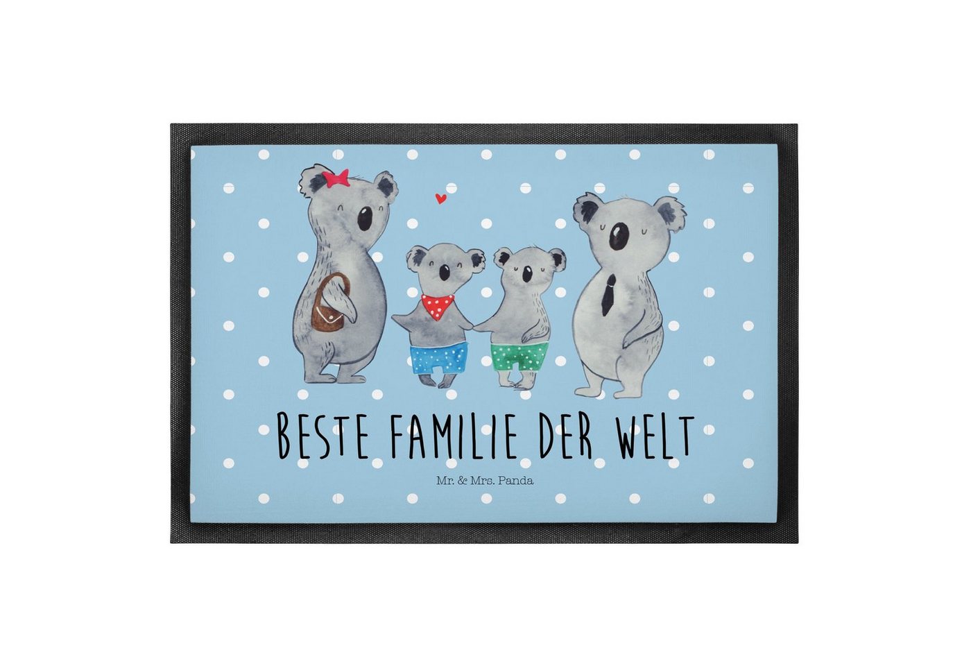 Fußmatte Koala Familie zwei - Blau Pastell - Geschenk, Oma, Familienzeit, zusa, Mr. & Mrs. Panda, Höhe: 0.5 mm von Mr. & Mrs. Panda