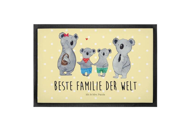 Mr. & Mrs. Panda Fußmatte Koala Familie zwei - Gelb Pastell - Geschenk, Haustürmatte, Koalabär, Höhe: 0.5 mm von Mr. & Mrs. Panda