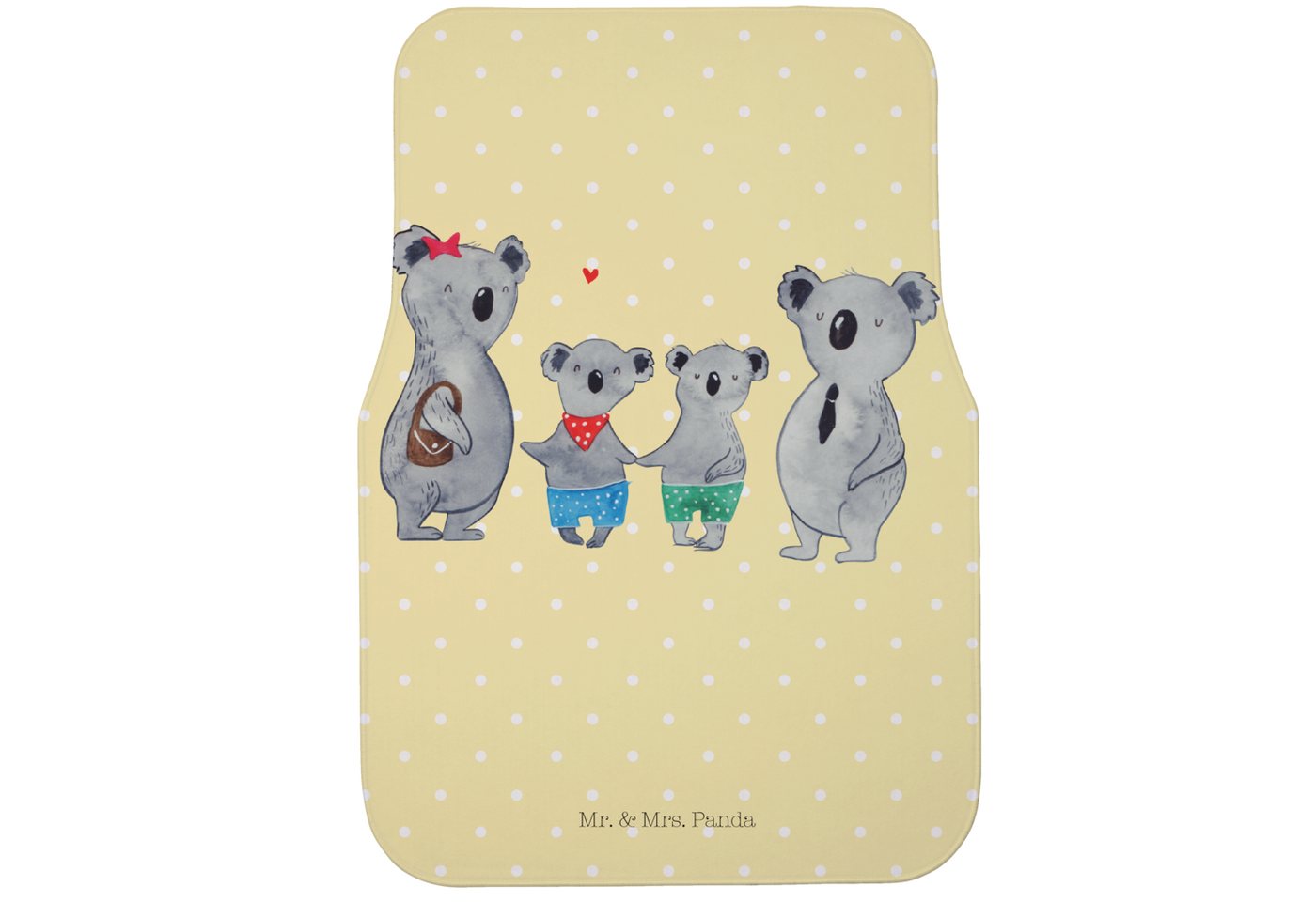 Fußmatte Koala Familie zwei - Gelb Pastell - Geschenk, Lieblingsfamilie, Opa, Mr. & Mrs. Panda, Höhe: 0.5 mm von Mr. & Mrs. Panda