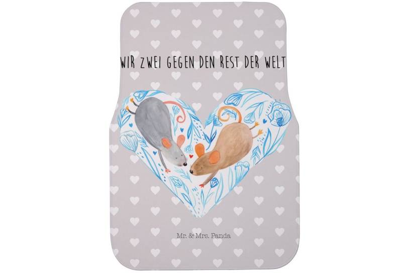 Mr. & Mrs. Panda Fußmatte Mäuse Herz, Fahrer Autofußmatte, Grau Pastell, Fußmatte Fürs Auto, Gr, Höhe: 63 mm von Mr. & Mrs. Panda