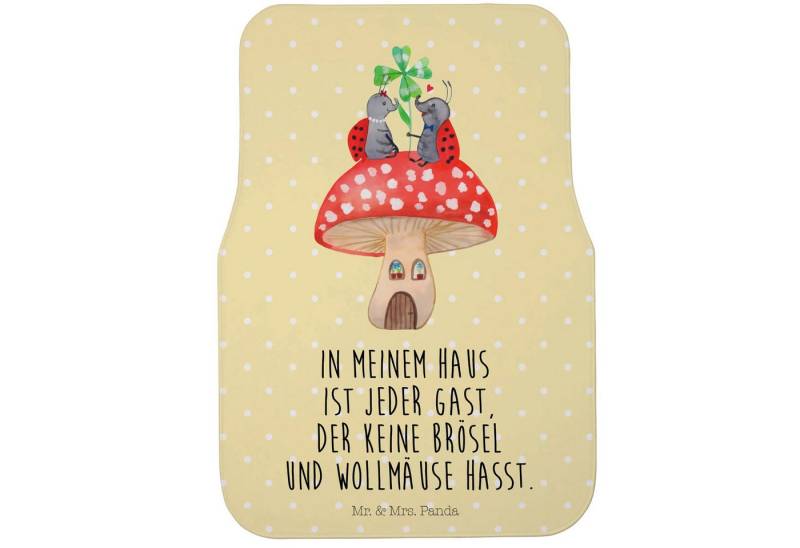 Mr. & Mrs. Panda Fußmatte Marienkäfer Fliegenpilz - Gelb Pastell - Geschenk, Wohnung, Fleigenpi, Höhe: 63 mm, Kreative Gestaltung von Mr. & Mrs. Panda
