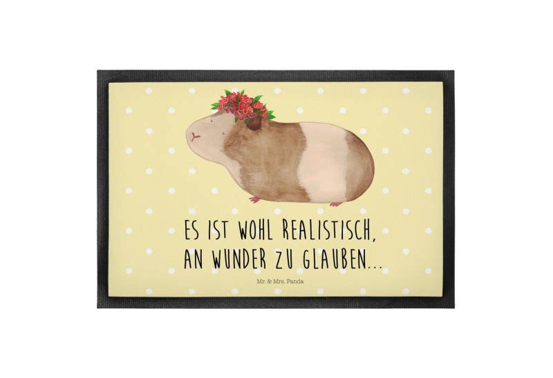 Mr. & Mrs. Panda Fußmatte Meerschweinchen weise - Gelb Pastell - Geschenk, süße Tiermotive, Spr, Höhe: 0.6 mm von Mr. & Mrs. Panda