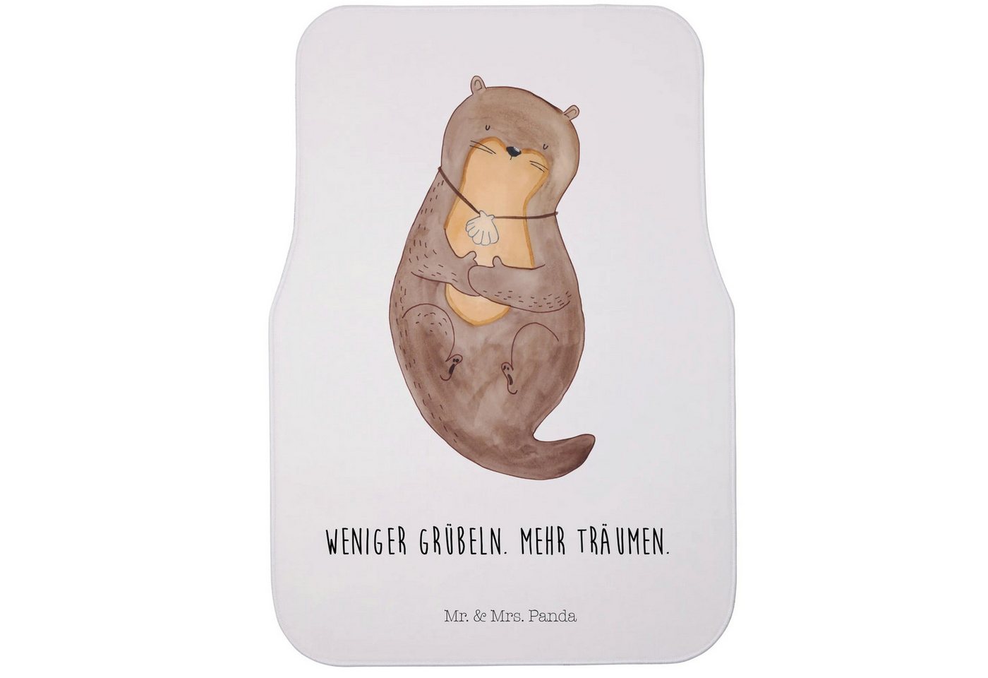 Mr. & Mrs. Panda Fußmatte Otter Muschel - Weiß - Geschenk, Schmutzfangmatte Auto, Seeotter, Fuß, Höhe: 63 mm, Komfortable Nutzung von Mr. & Mrs. Panda
