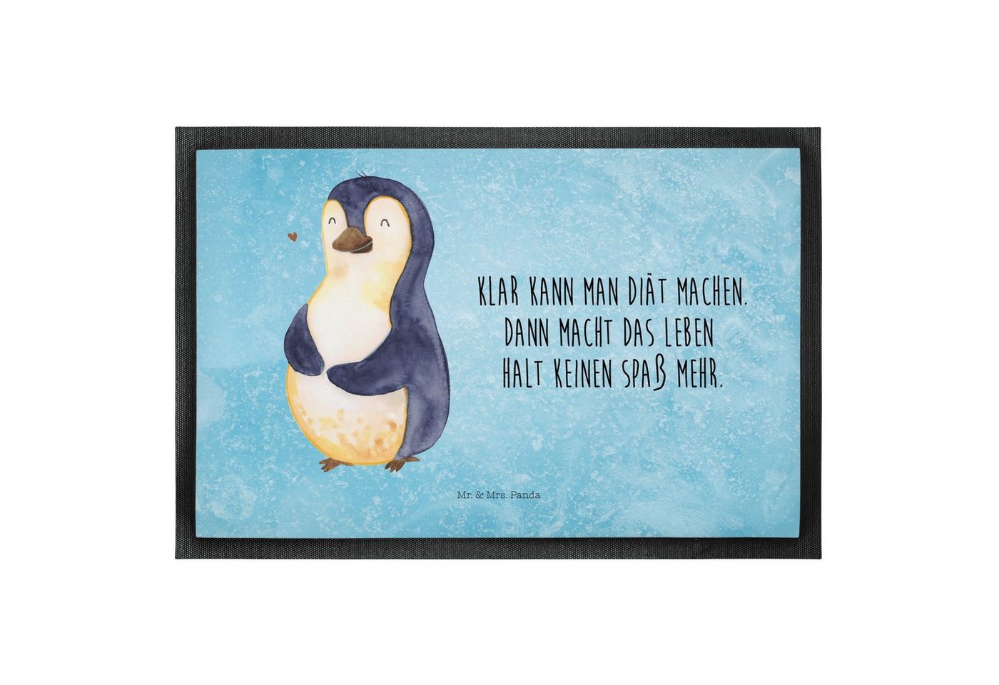 Fußmatte Pinguin Diät - Eisblau - Geschenk, Matte, Abnehmen, Schmutzmatte, Fuß, Mr. & Mrs. Panda, Höhe: 0.5 mm von Mr. & Mrs. Panda