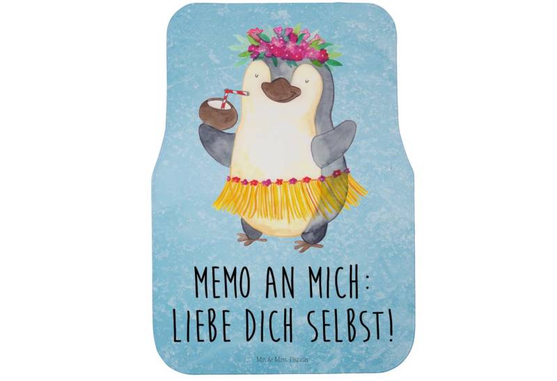 Mr. & Mrs. Panda Fußmatte Pinguin Kokosnuss - Eisblau - Geschenk, Pinguine, Trittmatte Auto, Sc, Höhe: 63 mm, Sicherer Halt von Mr. & Mrs. Panda