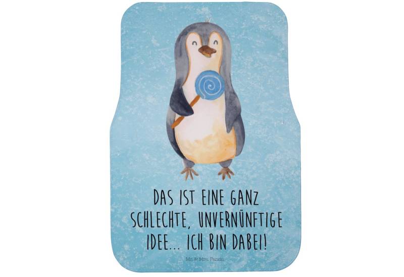 Mr. & Mrs. Panda Fußmatte Pinguin Lolli - Eisblau - Geschenk, Rebell, Fußraummatte, Fußmatte Fü, Höhe: 63 mm, Sicherer Halt von Mr. & Mrs. Panda