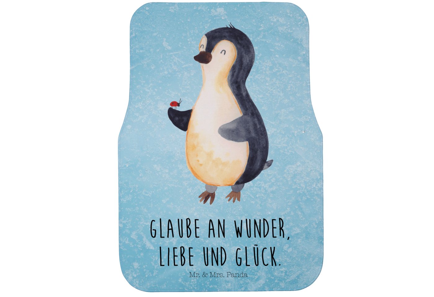Fußmatte Pinguin Marienkäfer - Eisblau - Geschenk, kleine Wunder, Fahrer, Lieb, Mr. & Mrs. Panda, Höhe: 0.5 mm von Mr. & Mrs. Panda