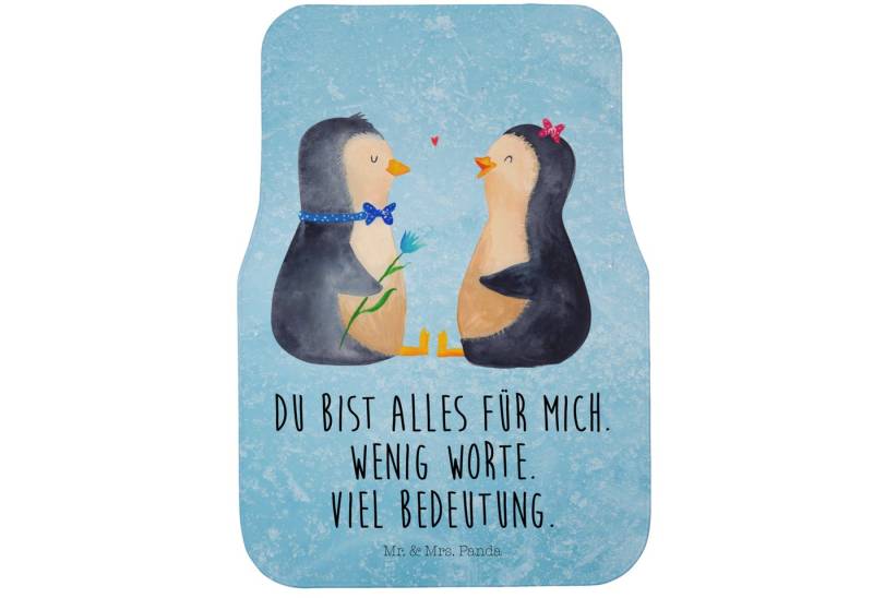 Mr. & Mrs. Panda Fußmatte Pinguin Pärchen, Fahrer Autofußmatte, Eisblau, Automatte, Autoteppich, Höhe: 63 mm von Mr. & Mrs. Panda