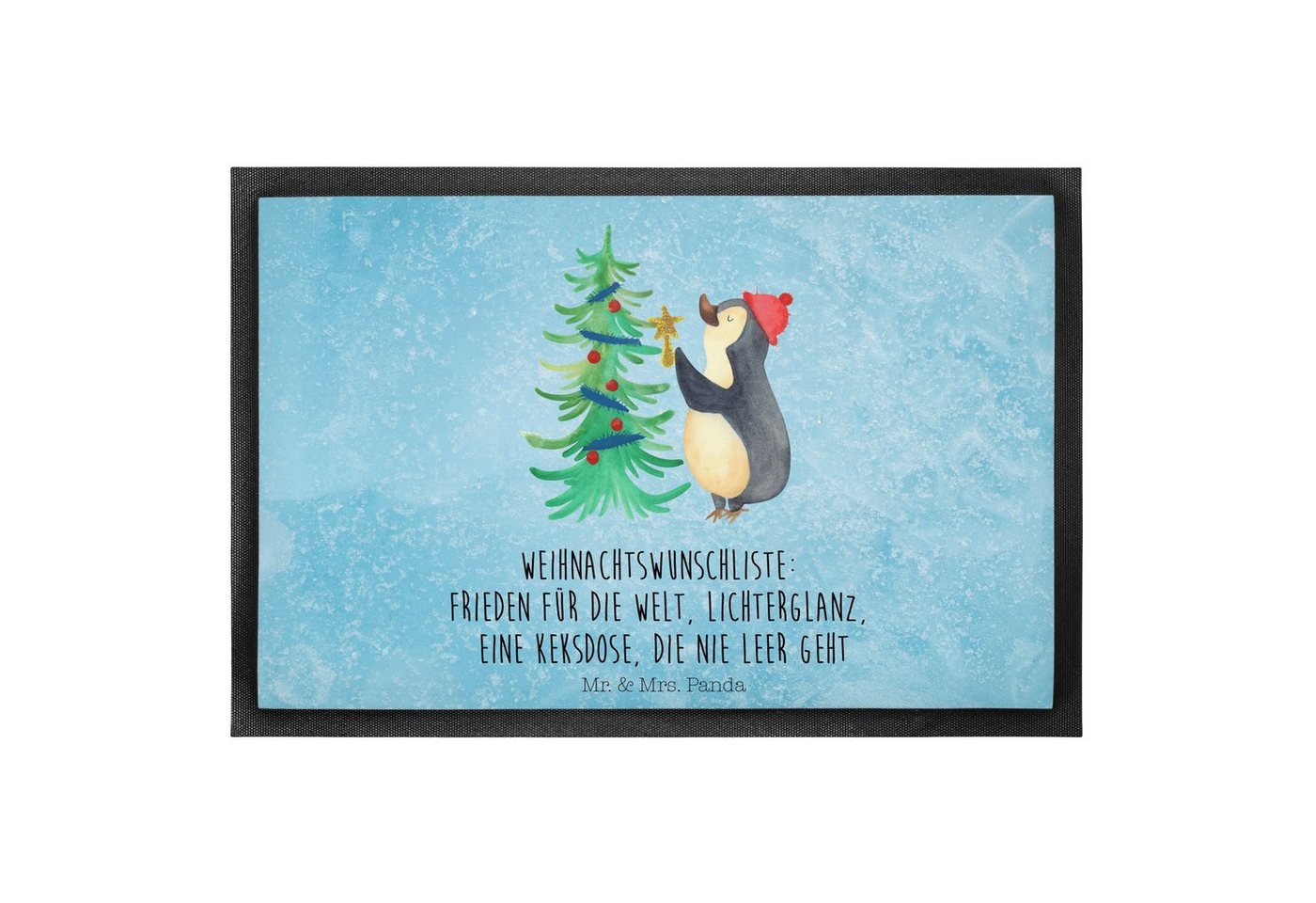 Fußmatte Pinguin Weihnachtsbaum - Eisblau - Geschenk, Weihnachtsdeko, Vorleger, Mr. & Mrs. Panda, Höhe: 0.6 mm von Mr. & Mrs. Panda