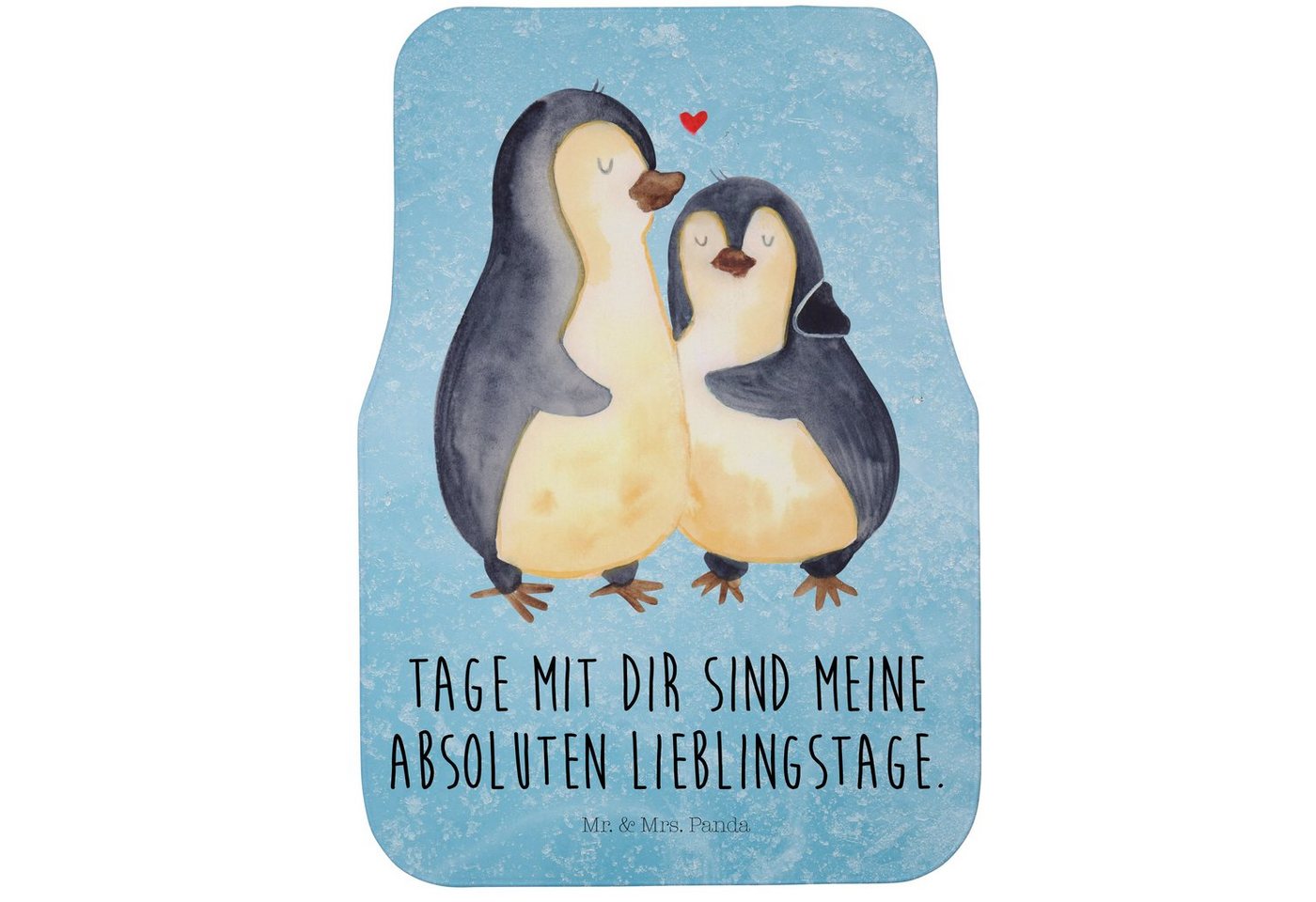 Fußmatte Pinguin umarmen - Eisblau - Geschenk, Umarmung verliebt, Fahrer, Lieb, Mr. & Mrs. Panda, Höhe: 0.5 mm von Mr. & Mrs. Panda