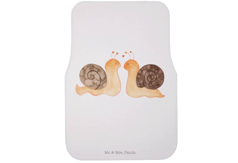 Fußmatte Schnecken Liebe - Weiß - Geschenk, Schmutzmatte Auto, Autofußmatten, Mr. & Mrs. Panda, Höhe: 0.5 mm von Mr. & Mrs. Panda