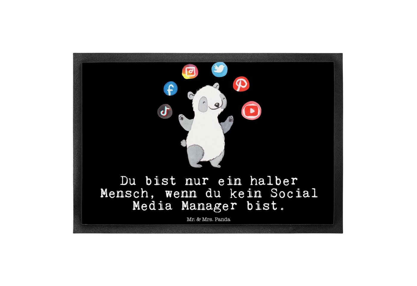 Fußmatte Social Media Manager mit Herz - Schwarz - Geschenk, Rente, Matte, Tür, Mr. & Mrs. Panda, Höhe: 0.6 mm von Mr. & Mrs. Panda