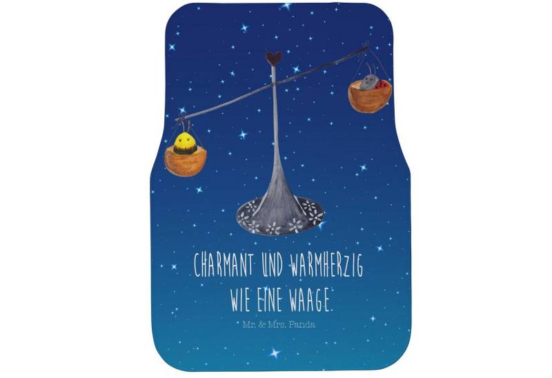 Mr. & Mrs. Panda Fußmatte Sternzeichen Waage, Fahrer Autofußmatte, Sternenhimmel Blau, Fußmatte, Höhe: 63 mm von Mr. & Mrs. Panda