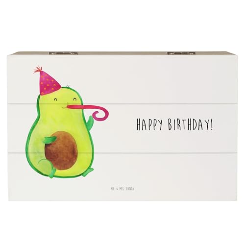 Mr. & Mrs. Panda 19 x 12 cm Holzkiste Avocado Birthday - Geschenk, Schatulle, Dekokiste, Geburtstag, Truhe, Aufbewahrungsbox, Party, Gesund, Vegan, von Mr. & Mrs. Panda