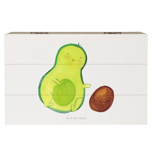 Mr. & Mrs. Panda 19 x 12 cm Holzkiste Avocado rollt Kern - Geschenk, Erinnerungskiste, schwanger, Schwangerschaft, Erinnerungsbox, Truhe, Gesund, von Mr. & Mrs. Panda