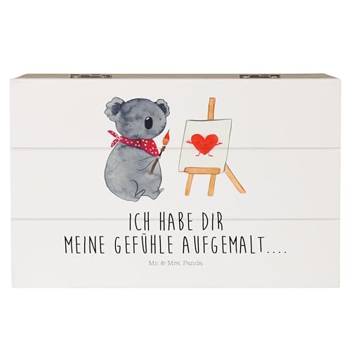 Mr. & Mrs. Panda 19 x 12 cm Holzkiste Koala Künstler - Geschenk, Geschenkbox, zeichnen, Truhe, Schatzkiste, Liebesgeschenk, Koalabär, Geschenkdose, von Mr. & Mrs. Panda