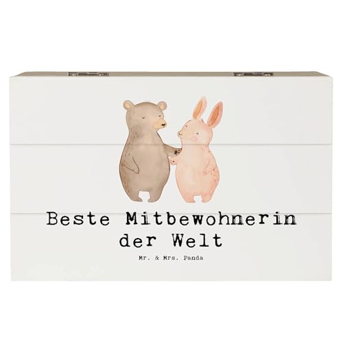 Mr. & Mrs. Panda 19 x 12 cm Holzkiste Mitbewohnerin - Geschenk, Geschenkidee, XXL, Zimmergenossin, Geschenkbox, Wohngemeinschaft, Truhe, von Mr. & Mrs. Panda
