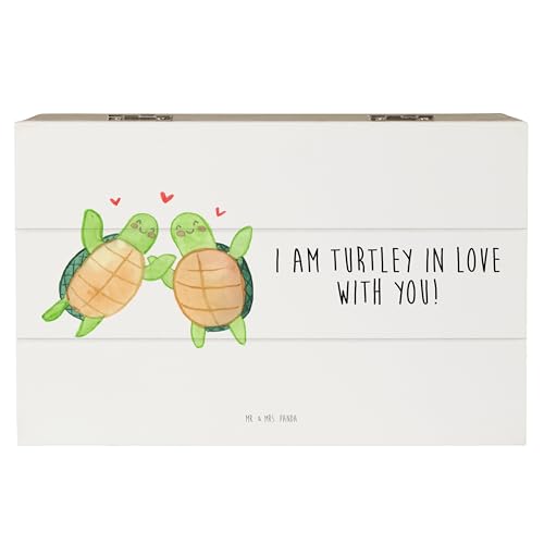 Mr. & Mrs. Panda 19 x 12 cm Holzkiste Schildkröten Paar - Geschenk, Heiraten, Geschenk für Freundin, Truhe, Schatulle, Hochzeitstag, Geschenkbox, von Mr. & Mrs. Panda