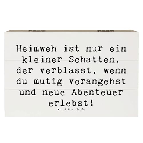 Mr. & Mrs. Panda 19 x 12 cm Holzkiste Spruch Heimweh überwinden Abenteuer erleben - Geschenk, Lebensfreude, Geschenkbox, Trost, Aufbewahrungsbox, von Mr. & Mrs. Panda