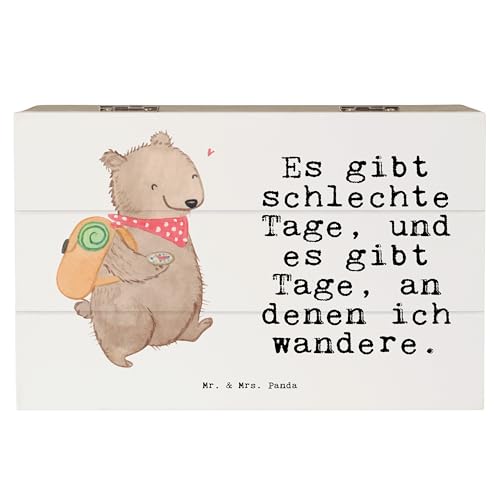 Mr. & Mrs. Panda 19 x 12 cm Holzkiste Wandern Tage - Geschenk, Bergsteigen, Geschenkbox, Aufbewahrungsbox, Sport, Natur entdecken, Schatulle, von Mr. & Mrs. Panda