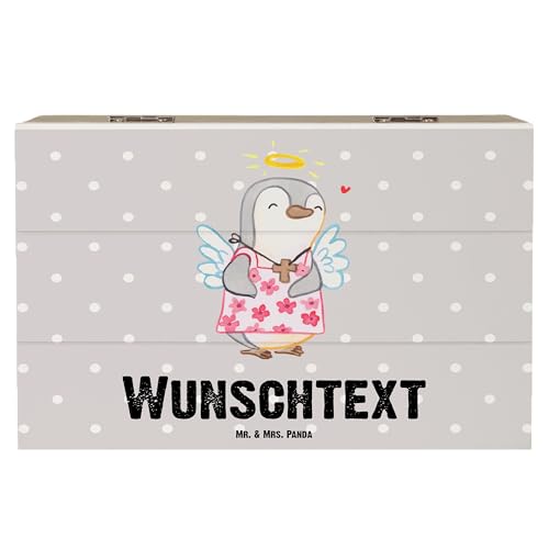 Mr. & Mrs. Panda 19 x 12 cm Personalisierte Holzkiste Pinguin Konfirmation - Personalisierte Geschenke, Zuversicht, Aufbewahrungsbox Personalisiert, von Mr. & Mrs. Panda